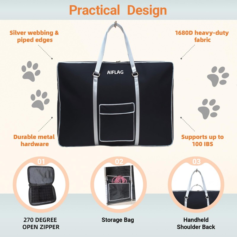 AIFLAG All-in-One Pet Travel Bag, Primary Use for Dog Crates,