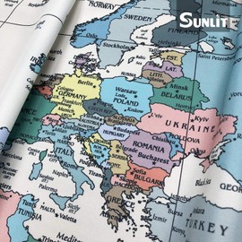 New! Map of The World with Detailed Major Cities. PVC Free, Non-Toxic and Odorless Water Repellent Fabric Shower Curtains - Large Home Decor Wall Map