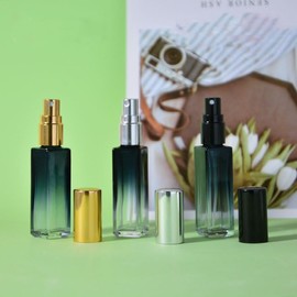 YORROR 6 Pack 10ml Square Gradient Blue Glass Perfume Atomizer,Empty Refillable Spray Perfume Bottle,Portable Fragrance Perfume Dispenser for Travel,Fine Mist Small Spray Bottle(Gold)