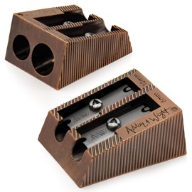 Ashton and Wright Metal Sharpener | Pencil Sharpeners | Ideal for School, Office, Work, Home Stationery (Antique Copper, Double Hole)