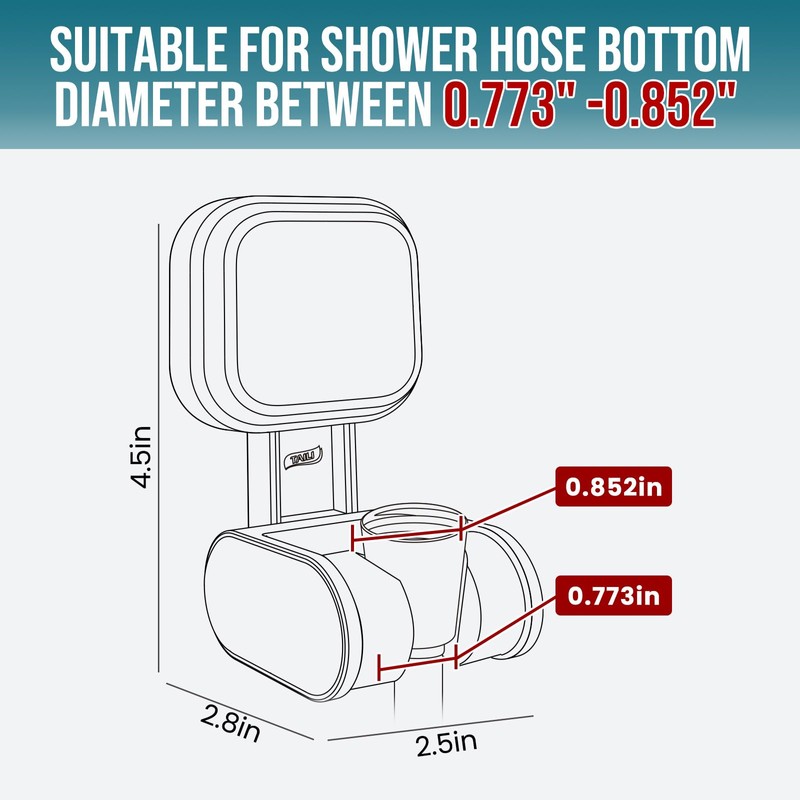 TAILI Suction Cup Shower Head Holder Handheld Showerhead Bracket Adjustable