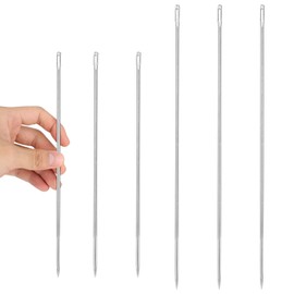 6pcs 10in & 12in Professional Upholstery Needles, Stainless Steel Extra Long Sewing Needle Giant Needle Large Eye Hand Sharp Tapestry Embroidery Darning Needle for Stitching and Crafting Projects