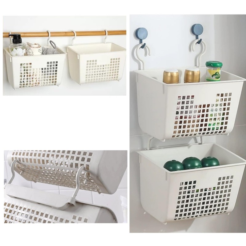 5PCS Plastic Hanging Baskets for Shower, Hanging Basket Organizer with