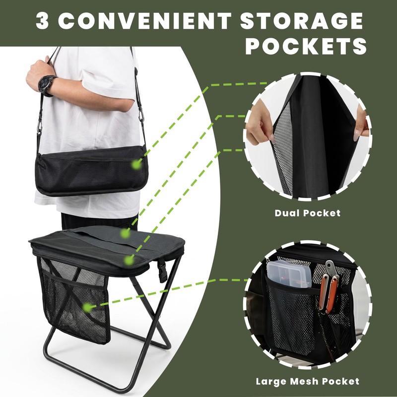STRAODTIC Lightweight Extra Tall Folding Camping Stools for Adults, 2