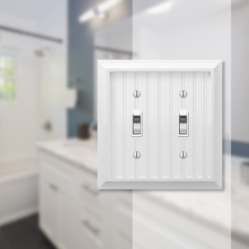 Amerelle 279TTW Cottage Wallplate, 2 Toggle, Composite Wood, White, 1-Pack