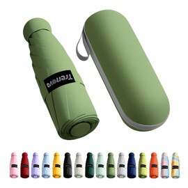 Trenovo Travel Umbrella - Mini Folding Compact Umbrella with Case, 8 Ribs Lightweight Portable Umbrella, Small Sun & Rain Pocket Umbrella for Girls and Women - Dark Green