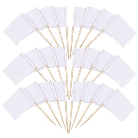 ZIOYA Pack of 300 White Flags for Labelling Toothpicks Flags Decorative Toothpicks Fruit Sticks for Buffets Cocktail Party Food Cheese Plate Burger Fruit Salad Plate Appetizers