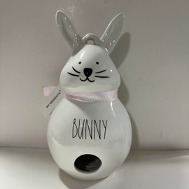 Rae -Bunny Allside White Birdhouse Rabbit Shaped Easter Birdhouse, Decor- Dunn by Magenta