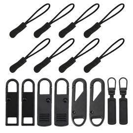 16 Pcs Zipper Pulls, 5 Types Replacement Zipper Puller Tabs for Purse, Jackets, Clothes, Jeans, Suitcase, Luggage, Backpacks, Traveling Cases