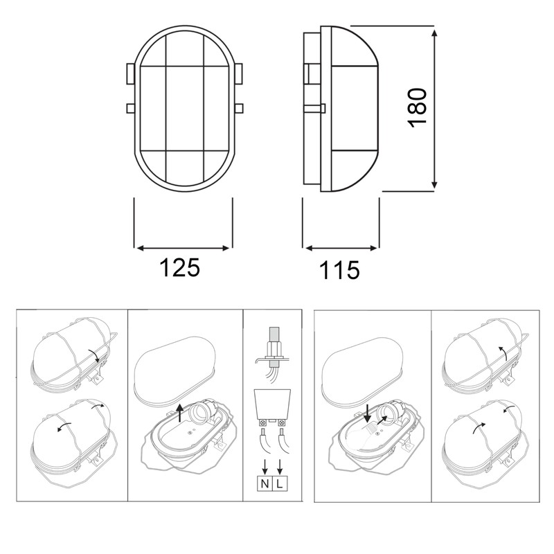 ADAKAT Bulkhead E27 IP54 Cellar Lamp Glass Cover Metal Mesh