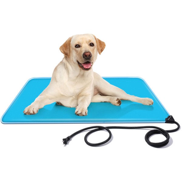 clawsable Super Large Pet Heating Pad Electric Heated Pad for Dogs, IP67 Waterproof Dog Cat Heating Pad w/Overheat Protection, Warming Mat w/Anti Chew Cord for Outside Animals (35"x24")