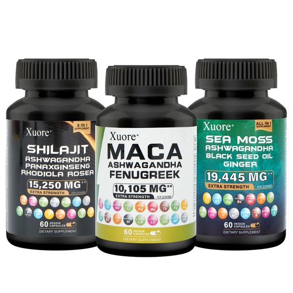 Xuore Xuore Bundle of Sea Moss,Shilajit,Maca, Black Seed Oil, Ashwagandha,