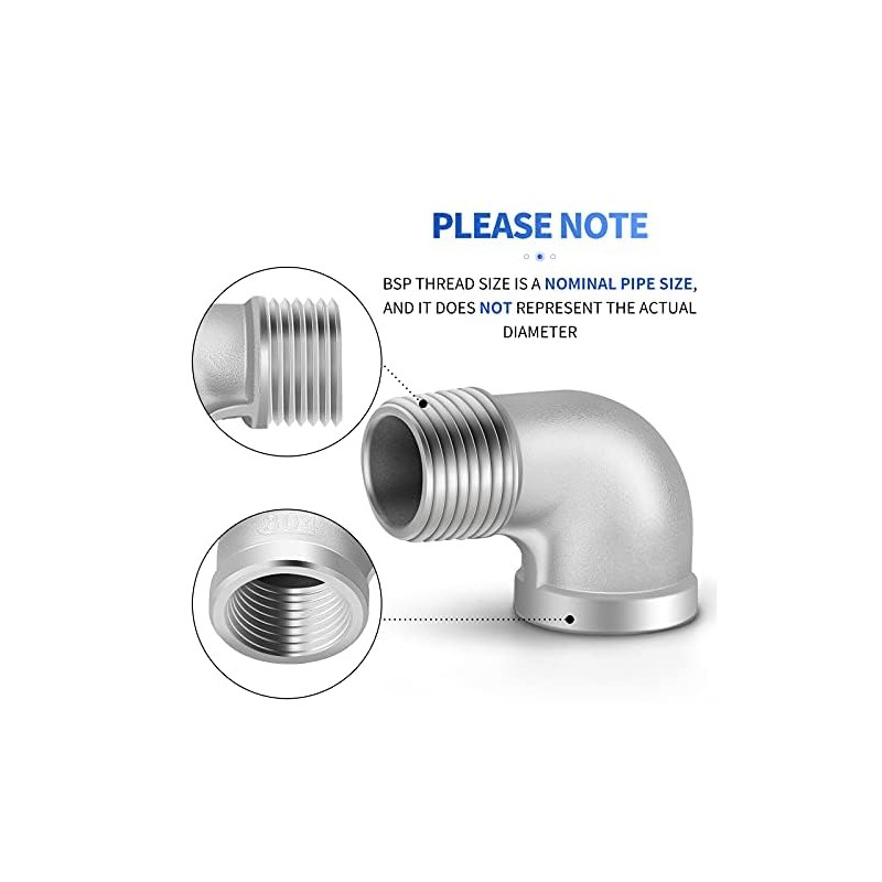ERGAOBOY 2 Pcs 1" Male to 1" Female BSP Pipe