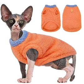 Sphynx Cat Clothes, Fleece Cat Vest, Warm Fleece Coat for Cat, Hairless cat Shirts Sweaters, Warm and Soft Cat Pajamas Shirt, Fleece Jumpsuit for Cats Puppy, Kitten Hairless Cat Clothes for Cats Only