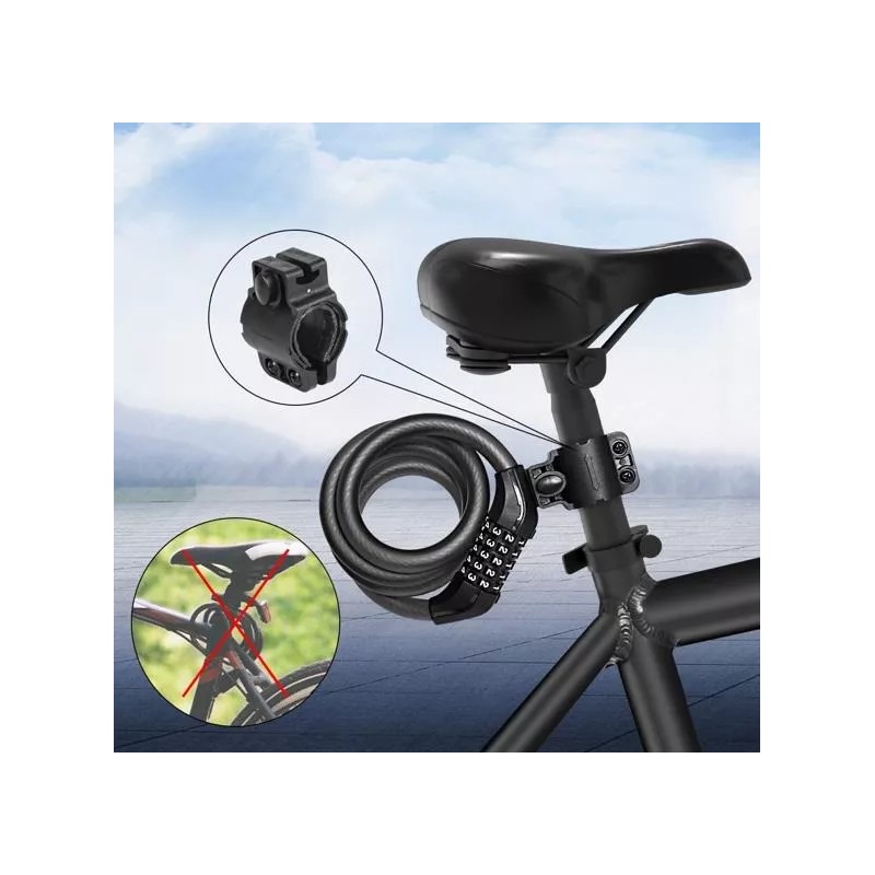 Candado Combinacion Cerradura1.5m Flexible 5dígito Bici Moto