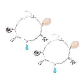 SAFIGLE 2pcs Summer Bracelet Decorative Bangle Beach Shell Bracelet Woman Jewelry