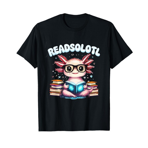Readsolotl Pink Kawaii Axolotl Read Book Lover Funny Reading T-Shirt