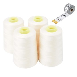Zythrem Overlocking Thread Sewing Thread Cone 4x5000 Yards All Purpose Polyester Sewing Thread Overlocking Sewing Machine Polyester Thread 40S/2 for Sewing Quilting Piecing Serger and Overolck (Cream)