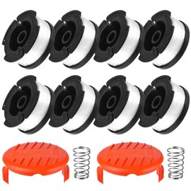 Trimmer Spool Replacement for Black + Decker, 30ft 0.065" Trimmer Line, Auto Feed Weed Wacker String (8 Pack Spool+2 Spool Cap+2 Spring)