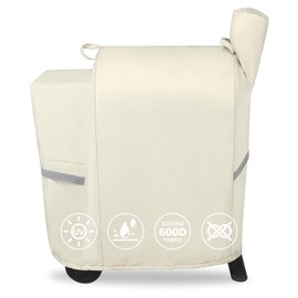 QuliMetal Grill Cover for Traeger Pro 22 & 575 Series - 600D Heavy Duty Waterproof Fade Resistant Traeger Pro 22 Cover with Elastic Drawstrings, Premium BBQ Cover for Z Grills 550B and More, Beige