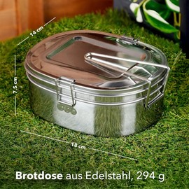 Tool & Tree Stainless Steel Lunch Box 1.2 L - Lunch Box with Double Lid & Removable Tray - Metal Lunch Box for Adults - Lunch Box Leak-proof & Robust - Lunch Box for Camping & Outdoor Use