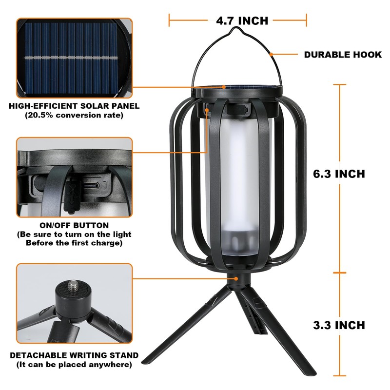 Solar Lantern Outdoor Lights,2 Pack Waterproof Solar Powered Lanterns with