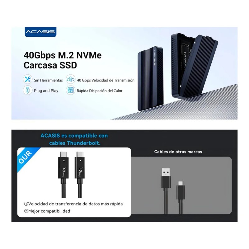 Caja SSD Acasis TBU405M1 M.2 Nvme 40Gbps Thunderbolt 4/USB 4