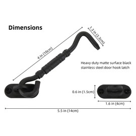 Runningfish Heavy Duty Barn Door Latch gate latches Rustic Design Cabin Hook Latch Door Lock (White 6inch)