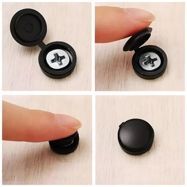 JNNJ 48PCS Plastic Hinged Screw Cover Caps, License Plate Screws, Folding Screw Cover Cap Snap Washer Covers Flip Tops, Car Motorcycle License Plate Fasteners Plastic Screw Caps, For Truck