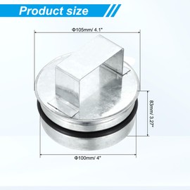 PATIKIL 4 Inch Metal Tee Cap, Galvanized Steel Duct End Cap Dry Vent Cover Ducting Sealing Tee Plug with Handle and Rubber Gasket for HVAC Systems Indoor and Outdoor Use