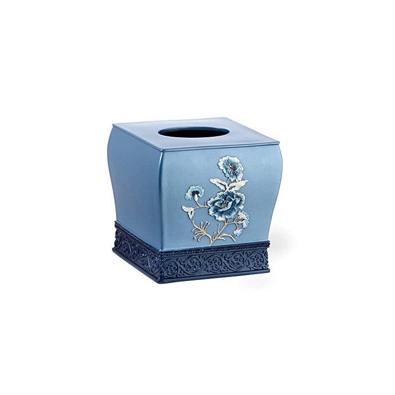 Popular Bath Dublin Rose Collection Tissue Box Blue