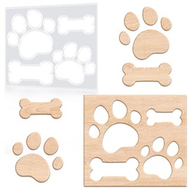 beinkmake Paw Print Router Template Dog Bones Acrylic Router Template for Woodworking Drawing Inlay Templates Charcuterie Board Decorative Templates 6.2x7 inch
