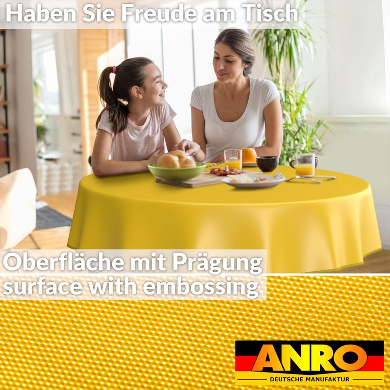 ANRO Oilcloth Tablecloth, Washable, Oilcloth, Garden Tablecloth, Outdoor, Indoor, Round,