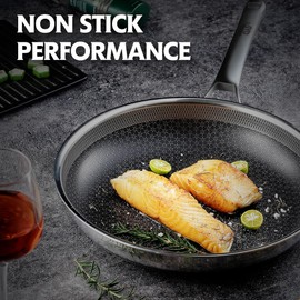 Aceself Non Stick Frying Pans,Hybrid 10 inch Frying Pans Nonstick,PFOA Free Cookware,non stick Stainless Steel Skillets,Dishwasher and Oven Safe, Works on Induction,Ceramic and Gas Cooktops
