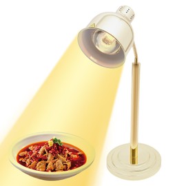 LyeXD 250W Commercial Food Heat Lamp w/180°Adjustable Head, Single Head Food Heat Preservation Lamp Restaurant Kitchen Buffet Warmer, Electric Catering Heat Lamp for Buffet Bar (Gold)