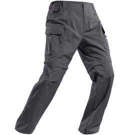 Jessie Kidden Men's Flex Stretch Convertible Tactical Pants Water Resistant Ripstop Cargo Pants BDU Outdoor Work Hiking (9930 Grey 38)