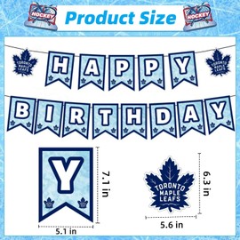 Maple Leafs Happy Birthday Banner, Hockey Team Theme Birthday Decorations for Boys Girls Teens Adults, Reusable Background Wall Decor for Birthday Party Supplies