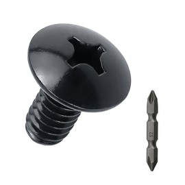 3/8-16 x 3/4" Stainless Truss Head Machine Screws 10 Pcs, 18-8 (304) Stainless Steel Phillips Drive Truss Head, Full Thread, Black Coated, Fayeploo (with Phillips Bit)