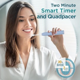 Fronix Electric Toothbrush for Adults with 8 Brush Heads, Sonic Toothbrush Rechargeable with a Holder & Travel Case, 2.5 Hours Charge for 120 Days Use - Light Blue