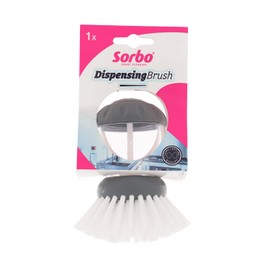 Sorbo Quick and Easy Round Dispensing Dish Brush, Pot Brush, Comfort Grip, Strong and Durable, Everyday Essential Item, Assorted Colours