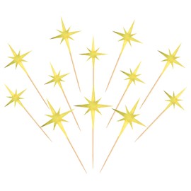 Keaziu - Juego de 30 piezas de decoración para cupcakes con estrellas pequeñas y estrellas, diseño de estrellas, para bodas, fiestas de cumpleaños, decoración de pasteles, color dorado