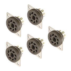 sourcing map 8 pins PCB Tube Socket Ceramics, Vacuum Tube Protect Tube Pin Socket, Brown Plated Suitable for 12AX7, 12AU7 Tube Pack of 5，GZS8-F2-G
