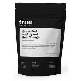 True Nutrition Colágeno hidrolizado en polvo de carne de res alimentada con pasto - Paleo amigable, sin gluten, soja ni lácteos, sin OGM, péptidos de colágeno en polvo de animales alimentados con past