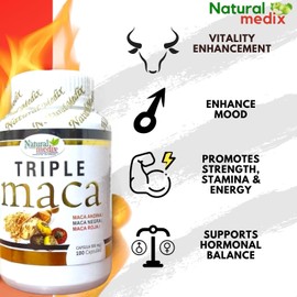 Natural medix Natural medix Premium Triple Maca Black, Red, and Yellow MacaC Vitality & Endurance Support C 100% Natural Supplement