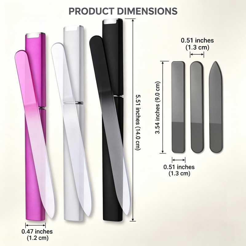 6 Pcs Glass Nail File Polisher Set for Natural Nails,