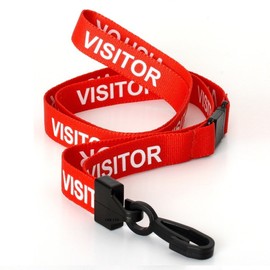 CKB LTD Visitor LANYARDS Breakaway Safety Lanyard Neck Strap Swivel Plastic Clip for ID Card Holder - Pull Quick Release Design (Pack of 50, Red)