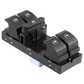 Keenso Electric Power Window Switch, 2-Position, Push Button, Black, ON-ON Operation, Skoda Fabia Octavia Superb 5L