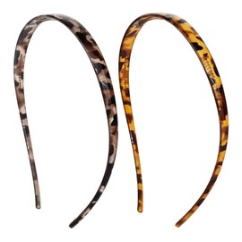 PKRFCJ 2 Pack Sunglasses Headband for Women, No Pressure Eyewear Headbands, Leopard Pattern Comfortable Non Slip Head Bands with Teeth for Fashion Tortoiseshell Skinny Hairbands