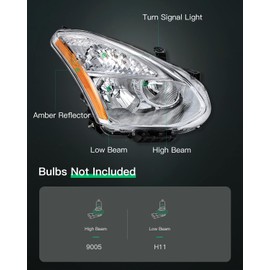 LSAILON Headlight Assembly Replacement Fit 2008-2013 for Nissan Rogue 2014-2015 for Nissan Rogue Select Headlamp Driver and Passenger Side