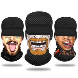 Cutewing Balaclava Masks for Men Funny Print Full Face Mask Sun Protection Face Cover Mask Windproof Ski Mask Outdoor Hood Headwear Mask Neck Gaiter for Motorcycle Fishing Snowboarding with 3PCS